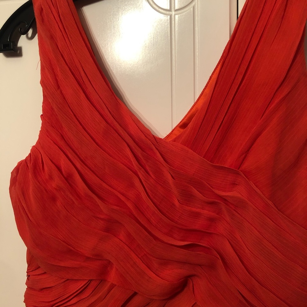 Orange dress with sheer over top